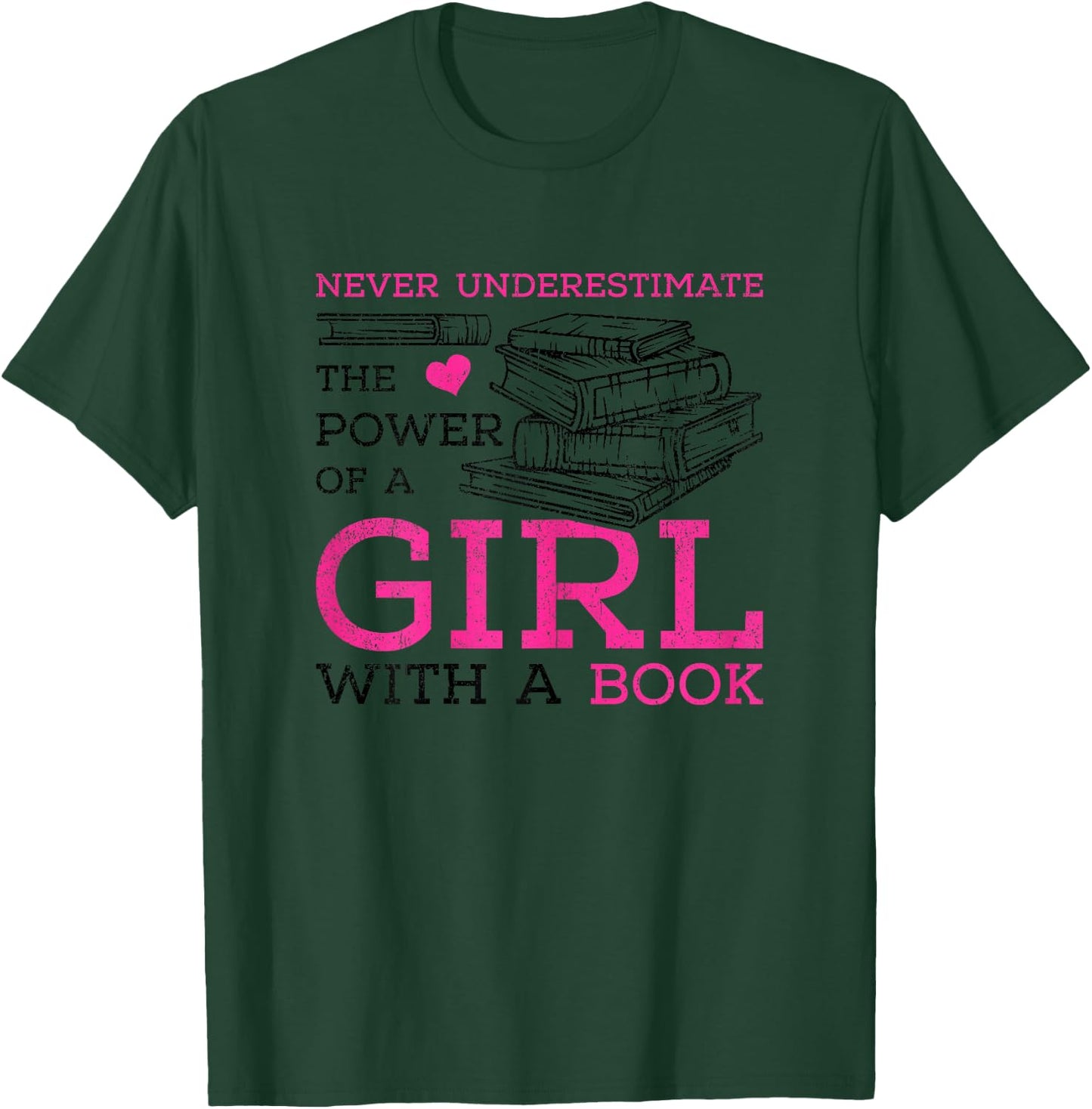 Never Underestimate The Power of A Girl with A Book Reading T-Shirt - T-Shirt | Forest