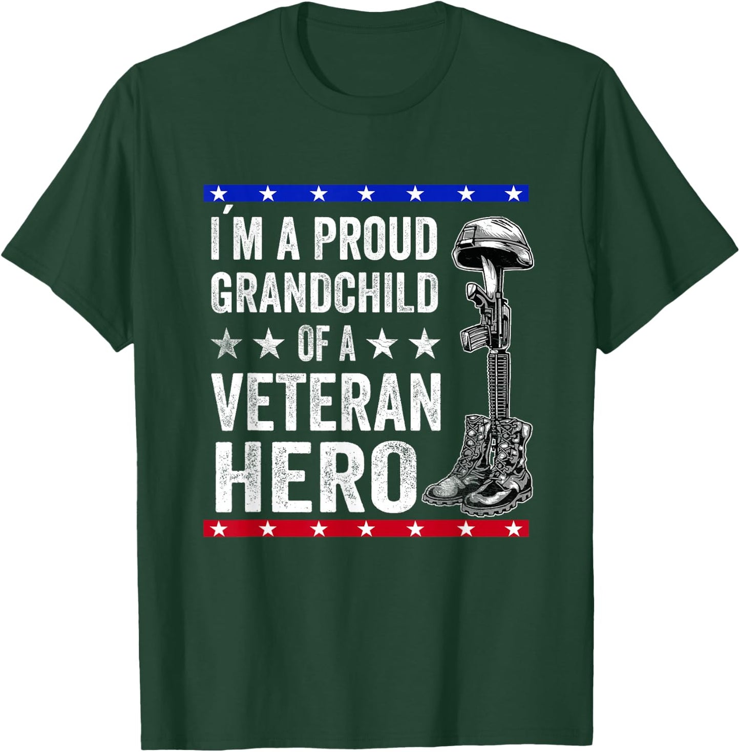 Thank You For Your Service Army Veterans Day Patriotic Kids - Black, -Kids, Small, Short Sleeve, Classic Fit, Cotton 65% Polyester 35% T-Shirt - T-Shirt | Forest