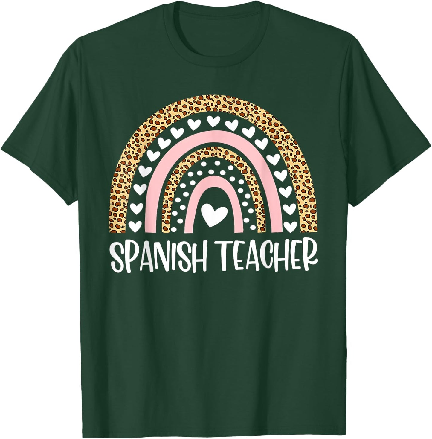 Spanish teacher leopard rainbow T-Shirt - T-Shirt | Forest