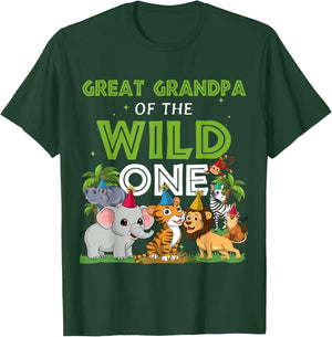 Great Grandpa of the Wild One Zoo Birthday Safari Jungle Ani T-Shirt - T-Shirt | Forest