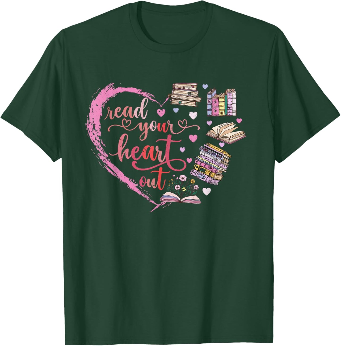 Cute Retro Reading Book Reader Women Valentine T-Shirt - T-Shirt | Forest