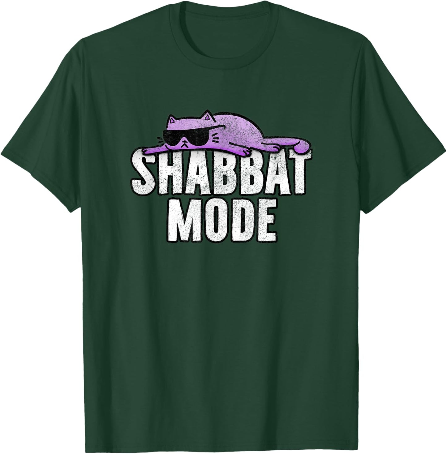 Shabbat Mode - Judaism Rest Day Cat Shirt Women Girls Kids T-Shirt - T-Shirt | Forest