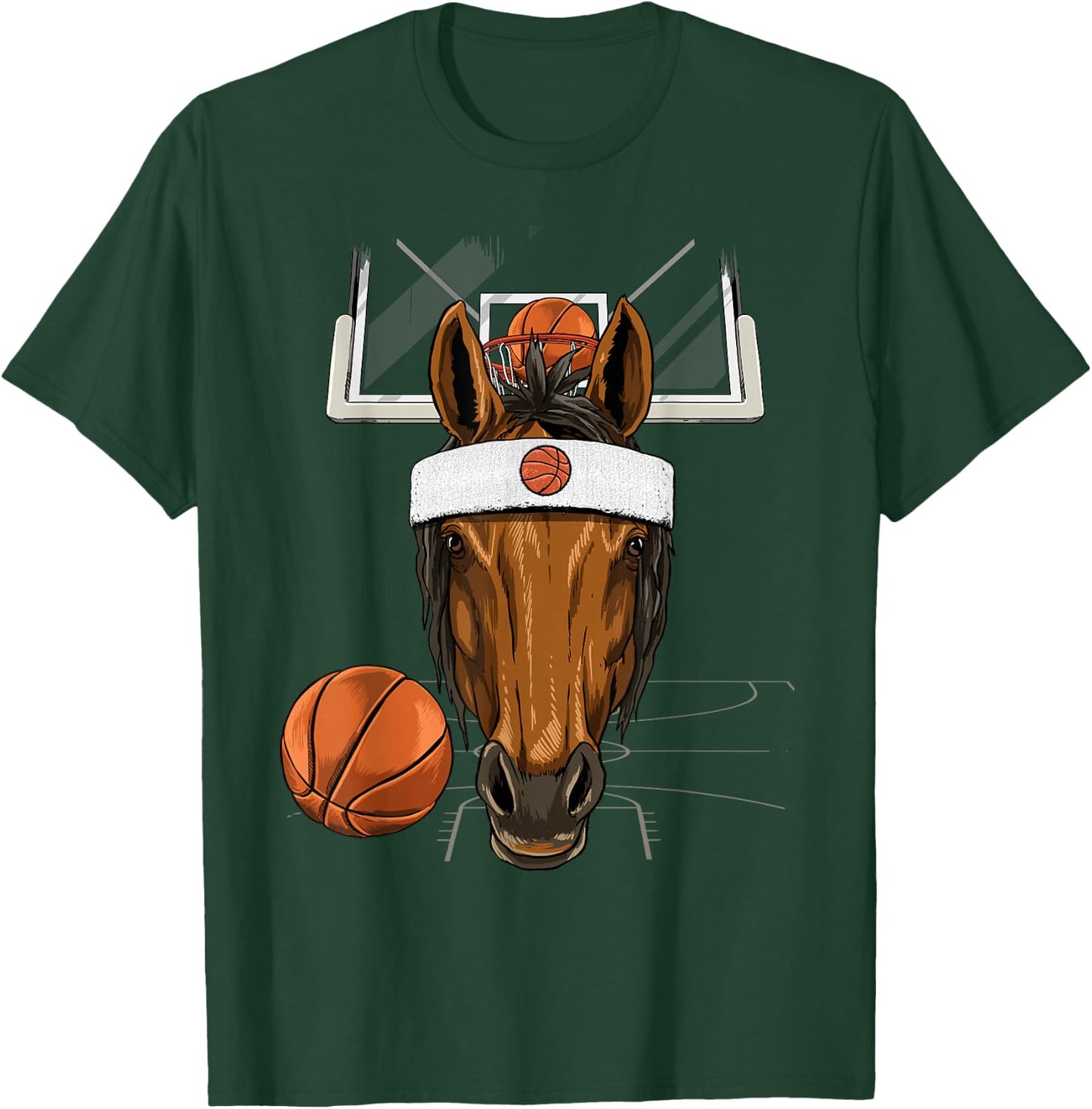 Horse Basketball Horse Lovers Basketball Player T-Shirt - T-Shirt | Forest