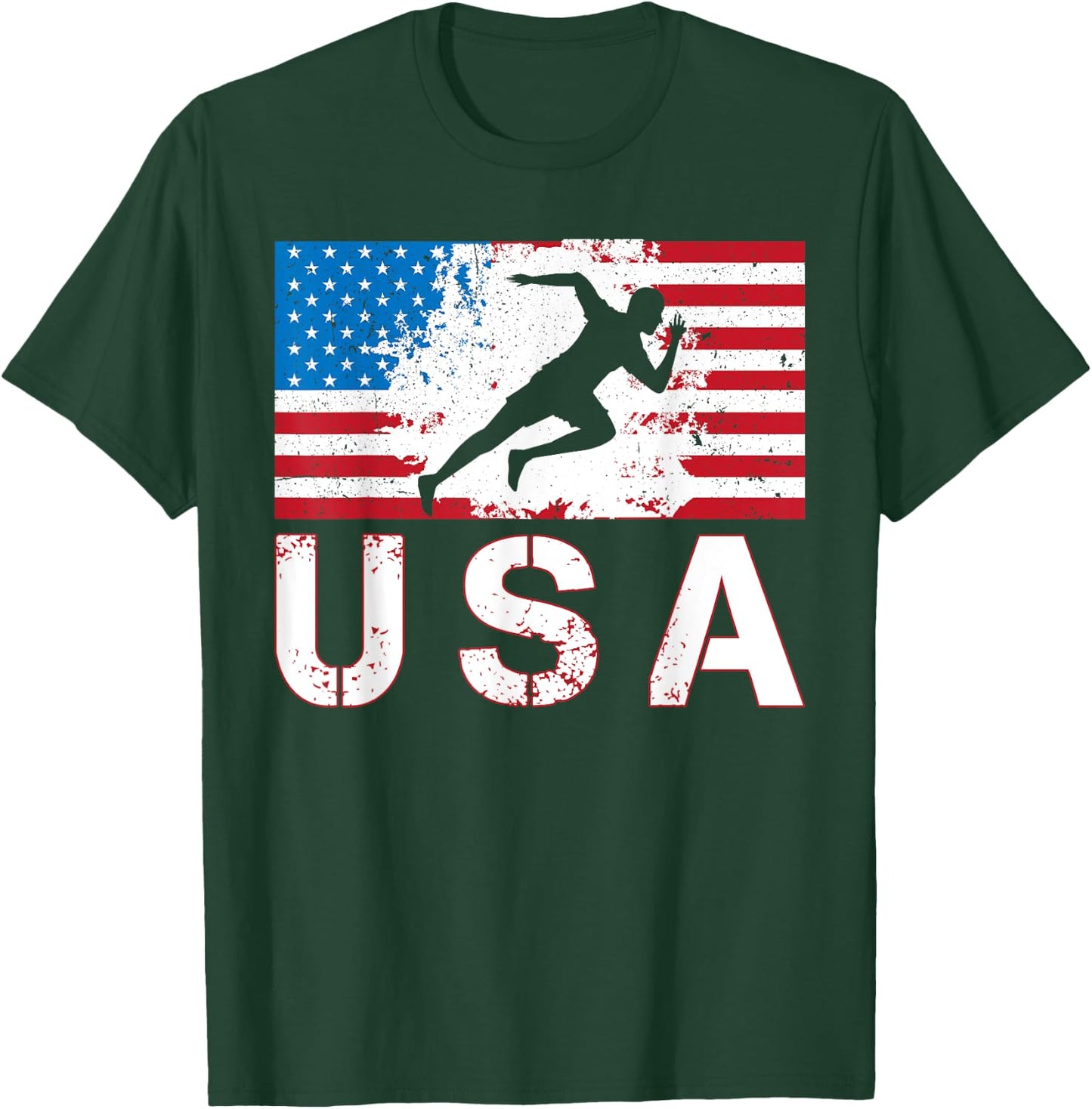 USA Track and field team American flag US men women kids T-Shirt - T-Shirt | Forest