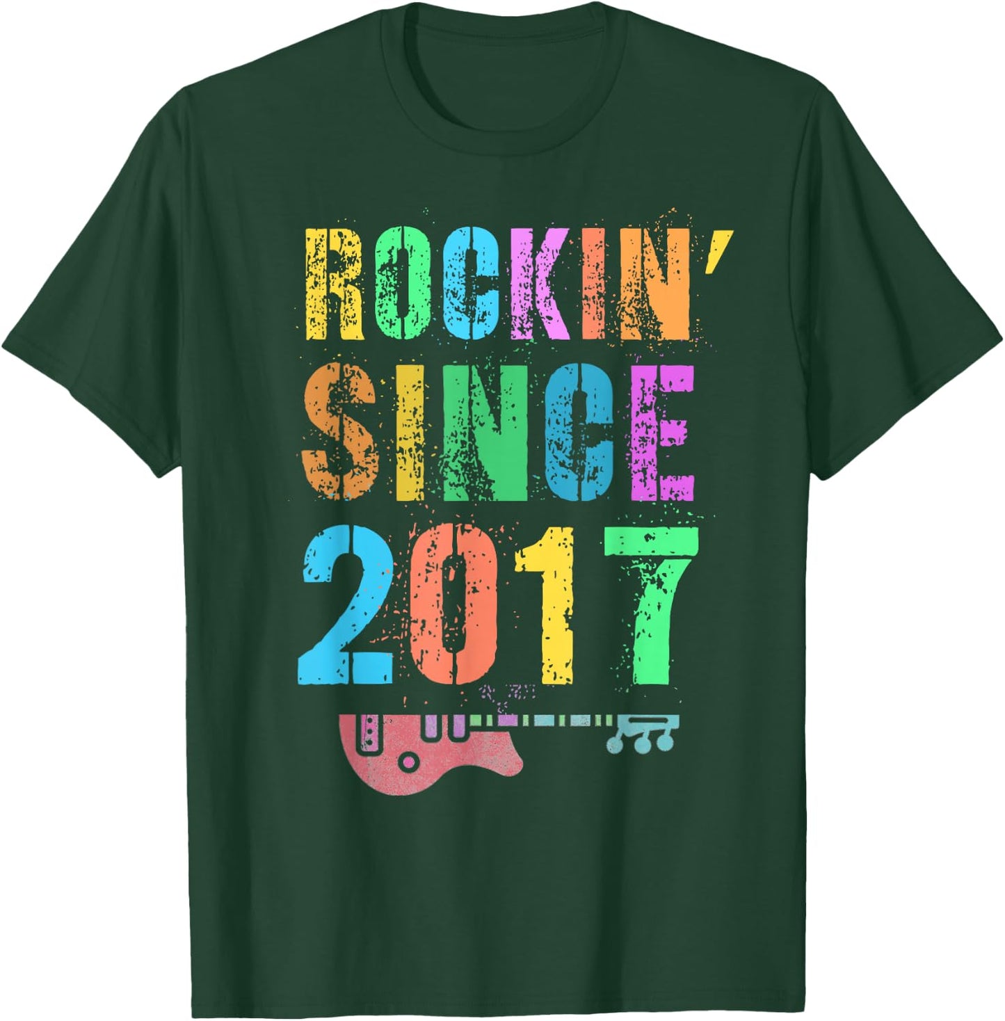 ROCKIN' SINCE 2017 Vintage Rockstar 9th Birthday Boy Girl 9 T-Shirt - T-Shirt | Forest