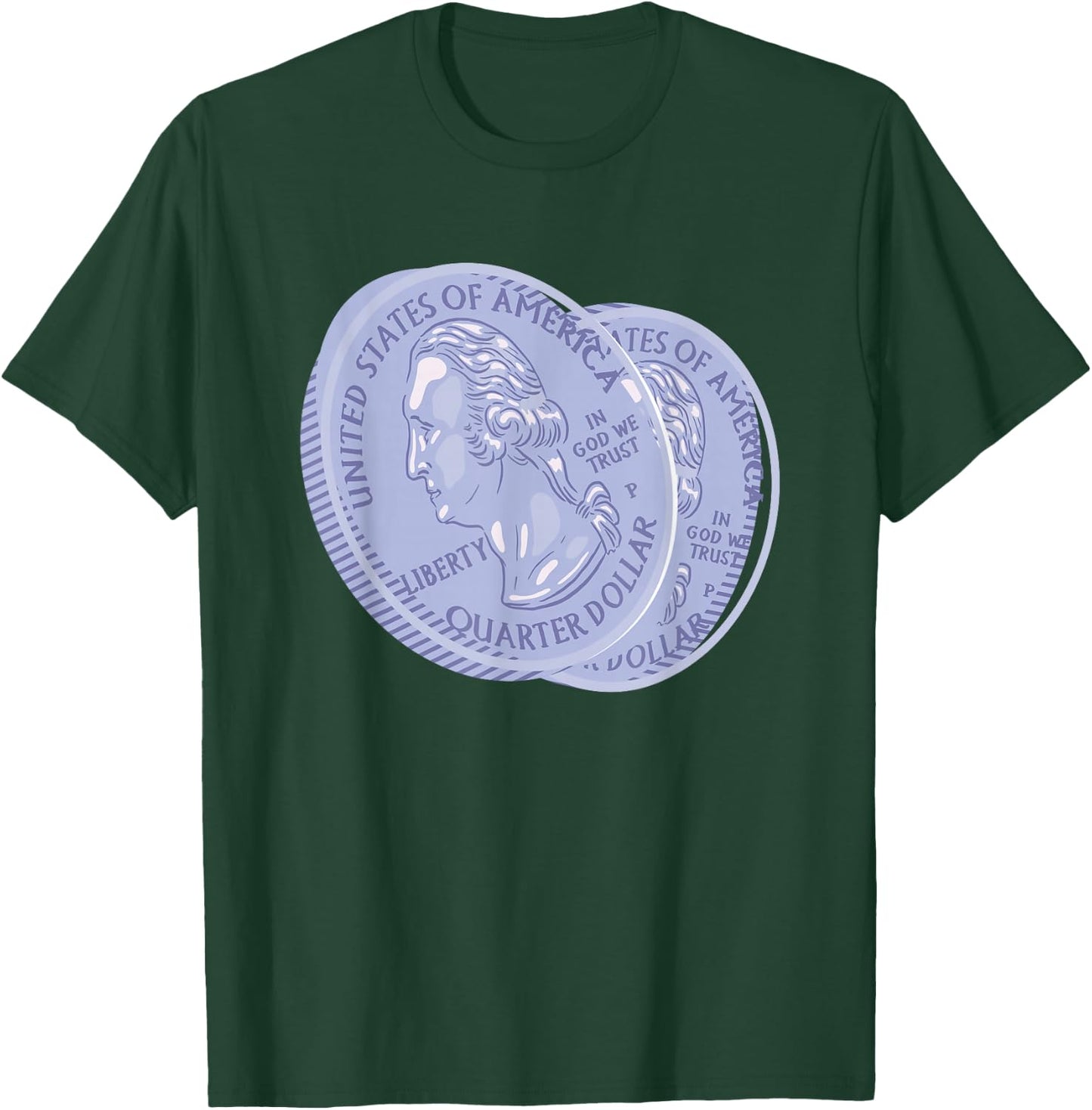USA Quarter Dollar 25 Cents Coin Collector Gift T-Shirt - T-Shirt | Forest