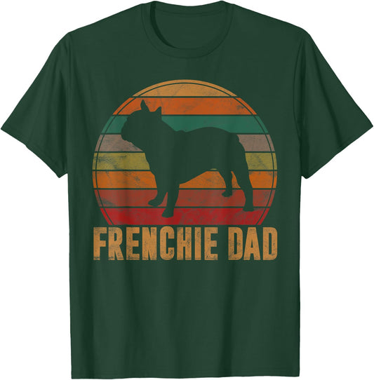 Retro French Bulldog Dad Gift Dog Owner Pet Frenchie Father Men Women Girls Kids T-Shirt - T-Shirt | Forest