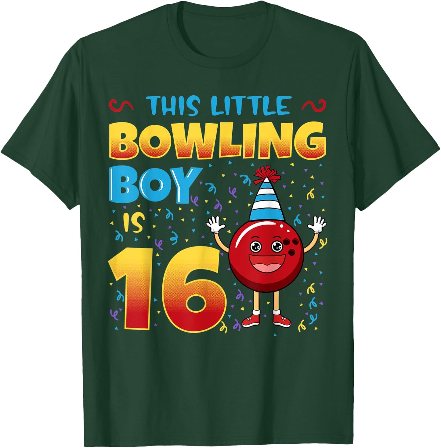 This Little Bowling Boy Is 16 Birthday Bowler Celebration T-Shirt - T-Shirt | Forest