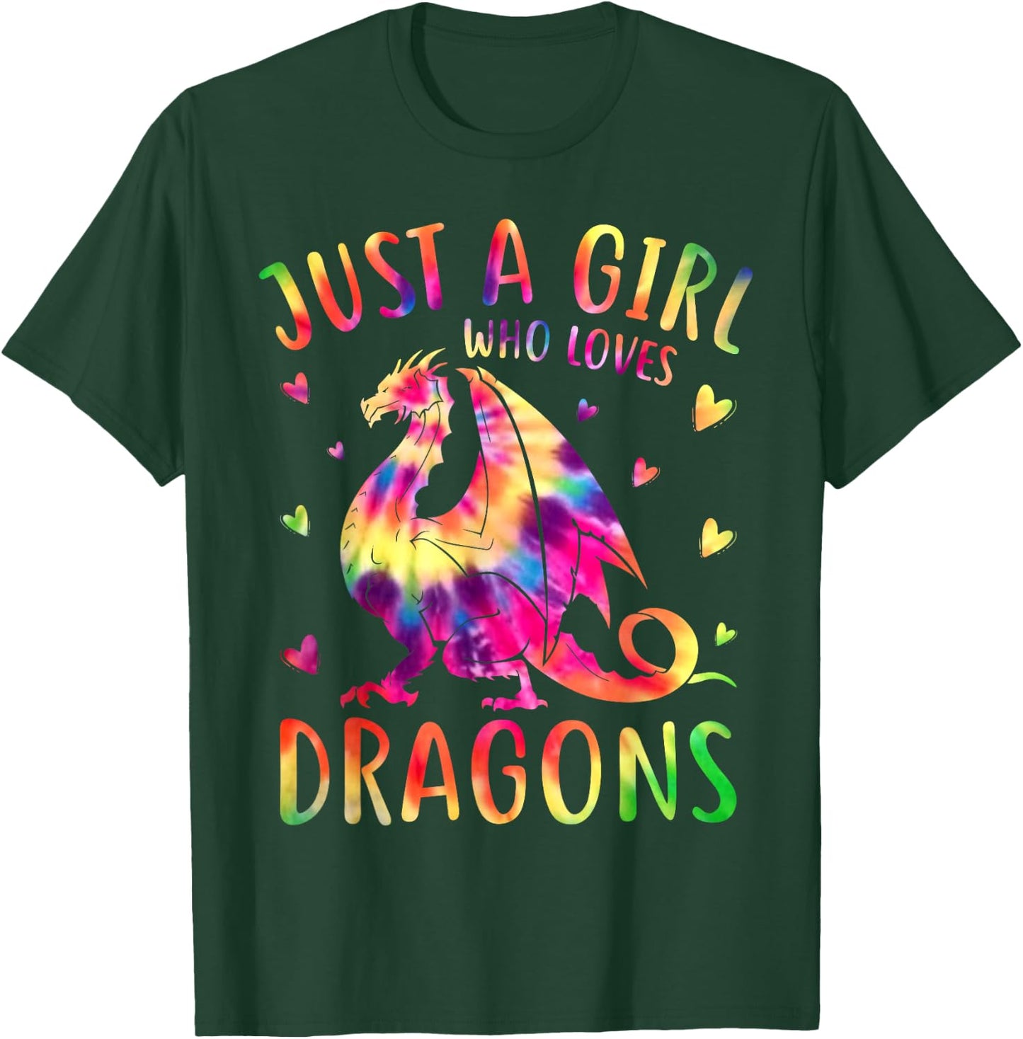 Cute Just A Girl Who Loves Dragons Tie Dye Women and Girls T-Shirt - T-Shirt | Forest