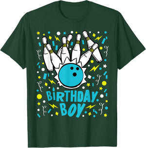 Boys Bowling Party Birthday Boy Kids Pins Bowler Gift T-Shirt - T-Shirt | Forest