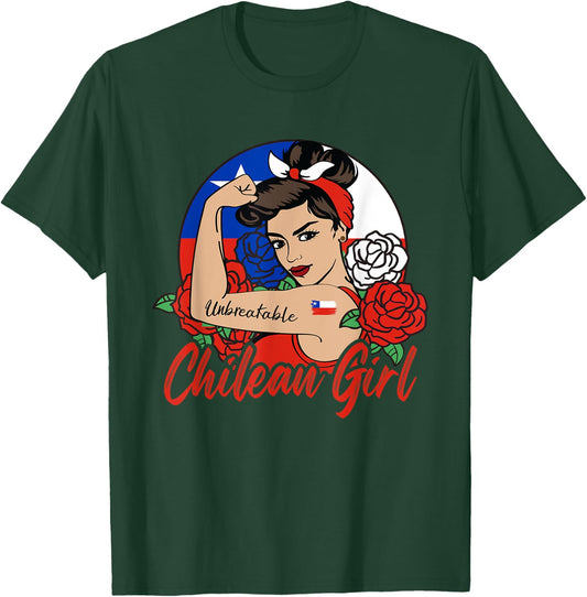 Chile Girl Chilean Mujer Chilena flag T-Shirt - T-Shirt | Forest