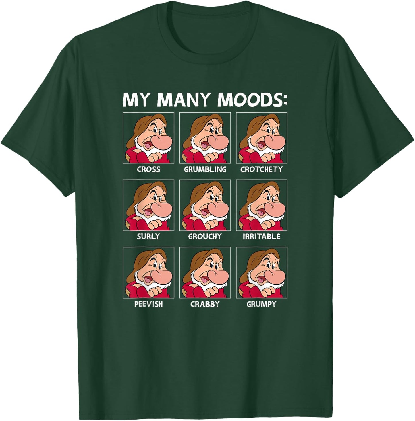 Disney Snow White and The Seven Dwarfs Grumpy's Many Moods T-Shirt - T-Shirt | Forest