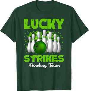 Lucky Strikes Bowling Team Happy Patrick's Day T T-Shirt - T-Shirt | Forest