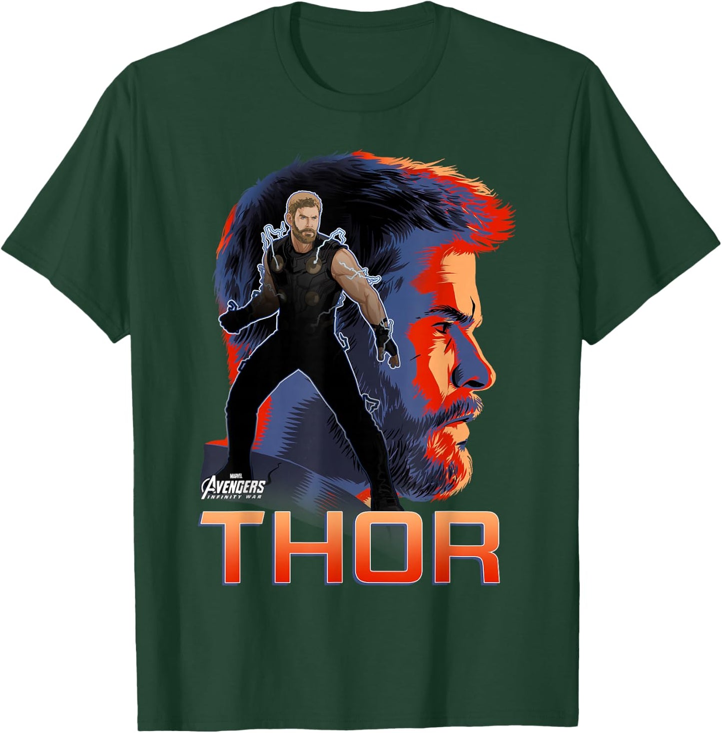 Marvel Infinity War Thor Big Head Profile Graphic T-Shirt - T-Shirt | Forest