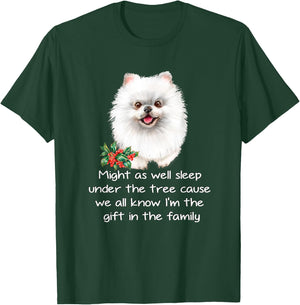 Favorite Family White Pomeranian Puppy Funny Christmas Humor T-Shirt - T-Shirt | Forest