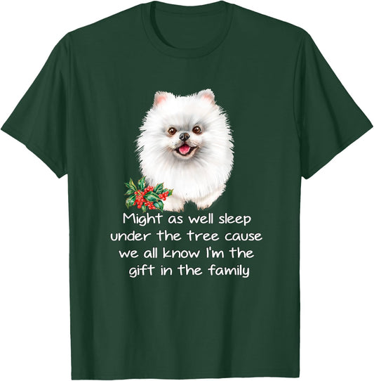 Favorite Family White Pomeranian Puppy Funny Christmas Humor T-Shirt - T-Shirt | Forest