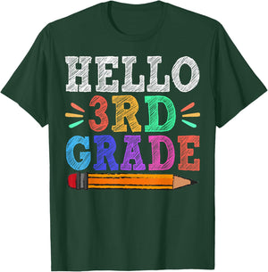 Hello 3rd Third Grade Teacher Funny Back To School Gift T-Shirt - T-Shirt | Forest