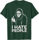 Bigfoot I Hate People Funny Sasquatch Middle Finger Retro T-Shirt - T-Shirt | Forest
