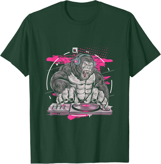Disco Gorilla DJ Techno Monkey Sound Electric Music Gift T-Shirt - T-Shirt | Forest