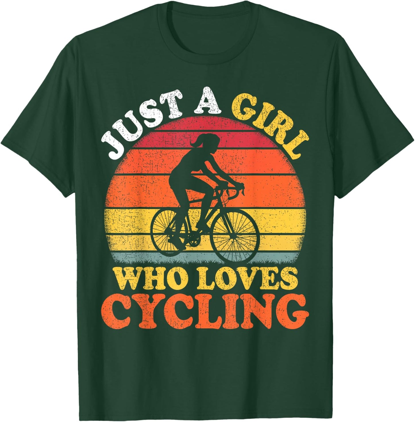 Cycling Lover Vintage Just A Girl Who Loves Cycling T-Shirt - T-Shirt | Forest