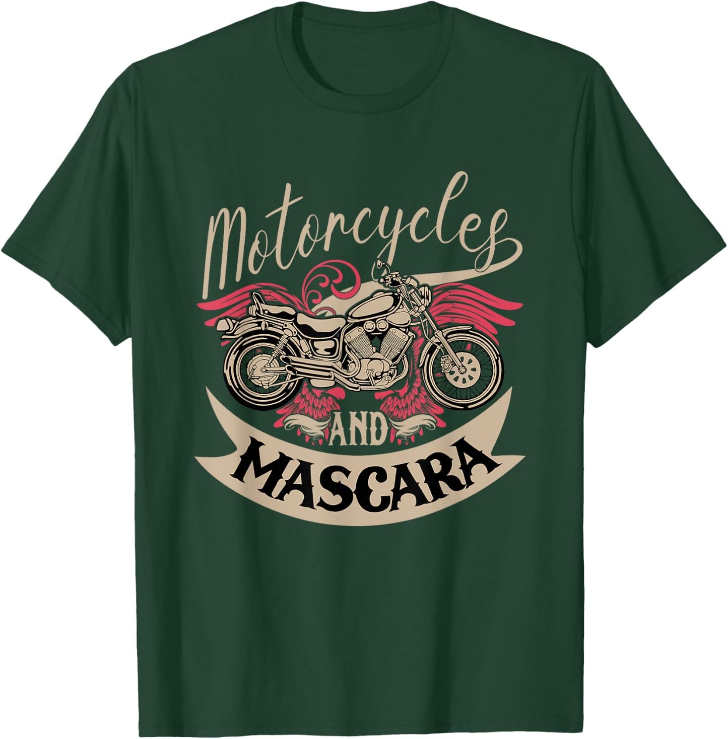 Motorcycles and Mascara Clothes Moped Chopper Motocross T-Shirt - T-Shirt | Forest
