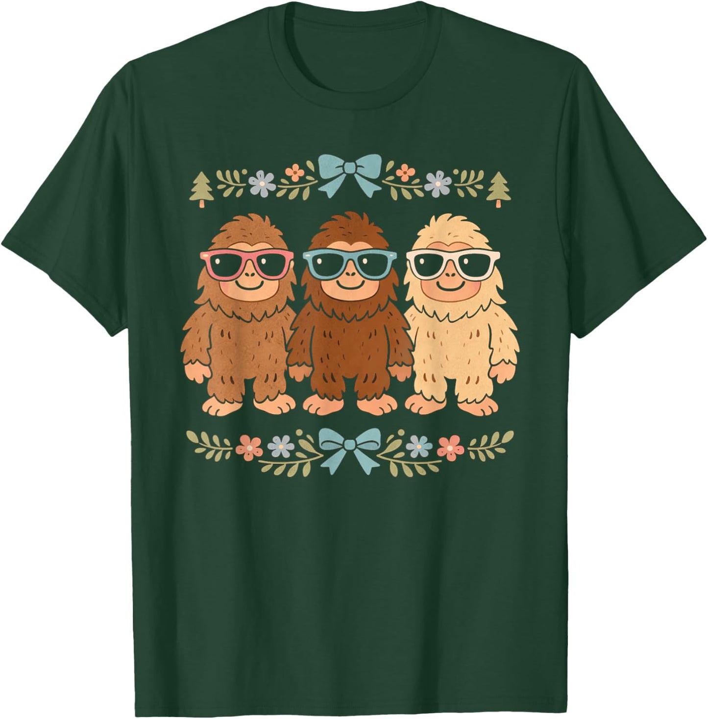Funny Bigfoot Family Graphic Retro Sasquatch Man Woman T-Shirt - T-Shirt | Forest