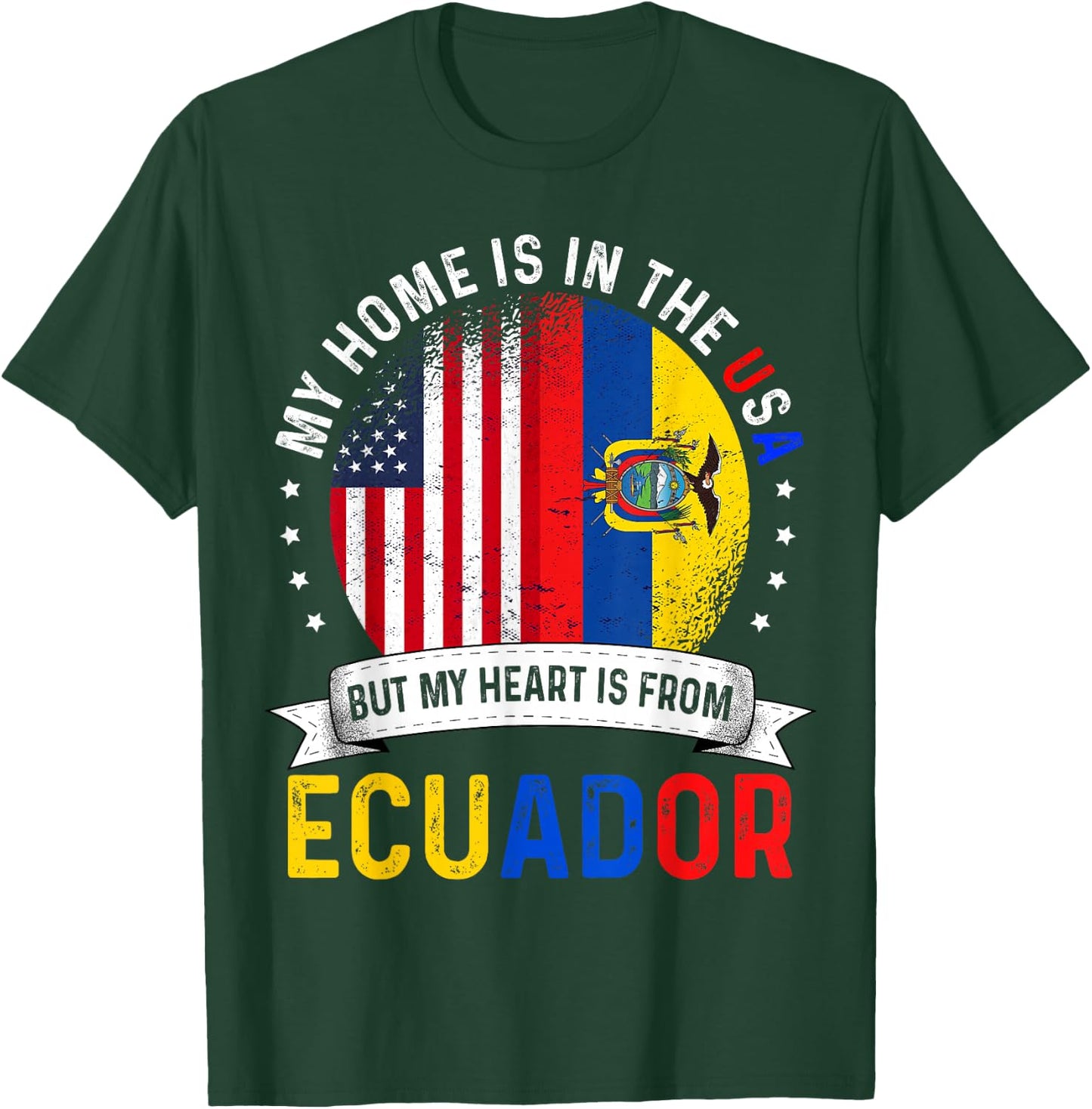 Ecuadorian American Patriot Heart is from Ecuador Flag T-Shirt - T-Shirt | Forest