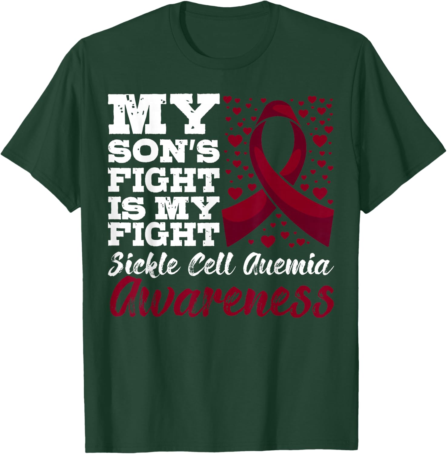 Sickle Cell Anemia SCD Warrior Burgundy Awareness Ribbon T-Shirt - T-Shirt | Forest