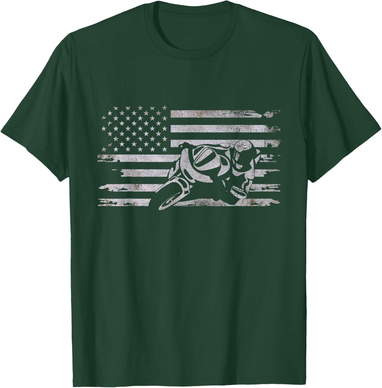 American Flag Motorcycle Apparel - Motorcycle Women Kids Men T-Shirt - T-Shirt | Forest