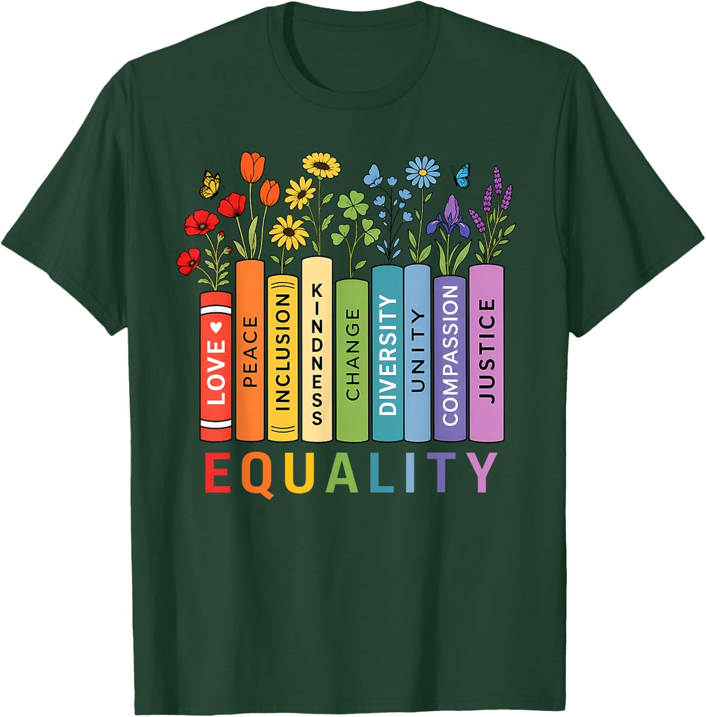 LGBT Shirts Rainbow Gay Books Flowers Equality LGBTQ Pride T-Shirt - T-Shirt | Forest