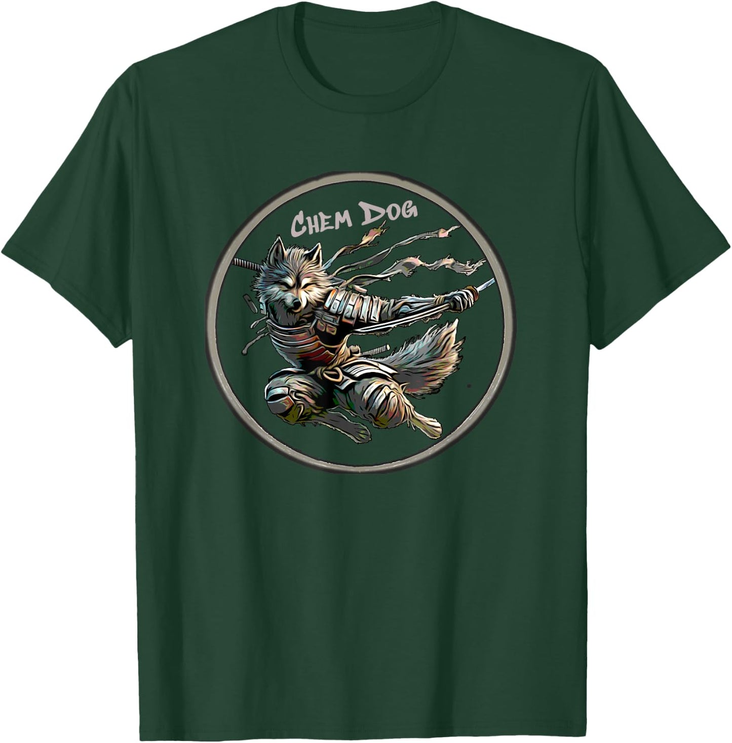 Cannabis Weed Strain "Chem Dog" Junkyard Dog Samurai Design T-Shirt - T-Shirt | Forest