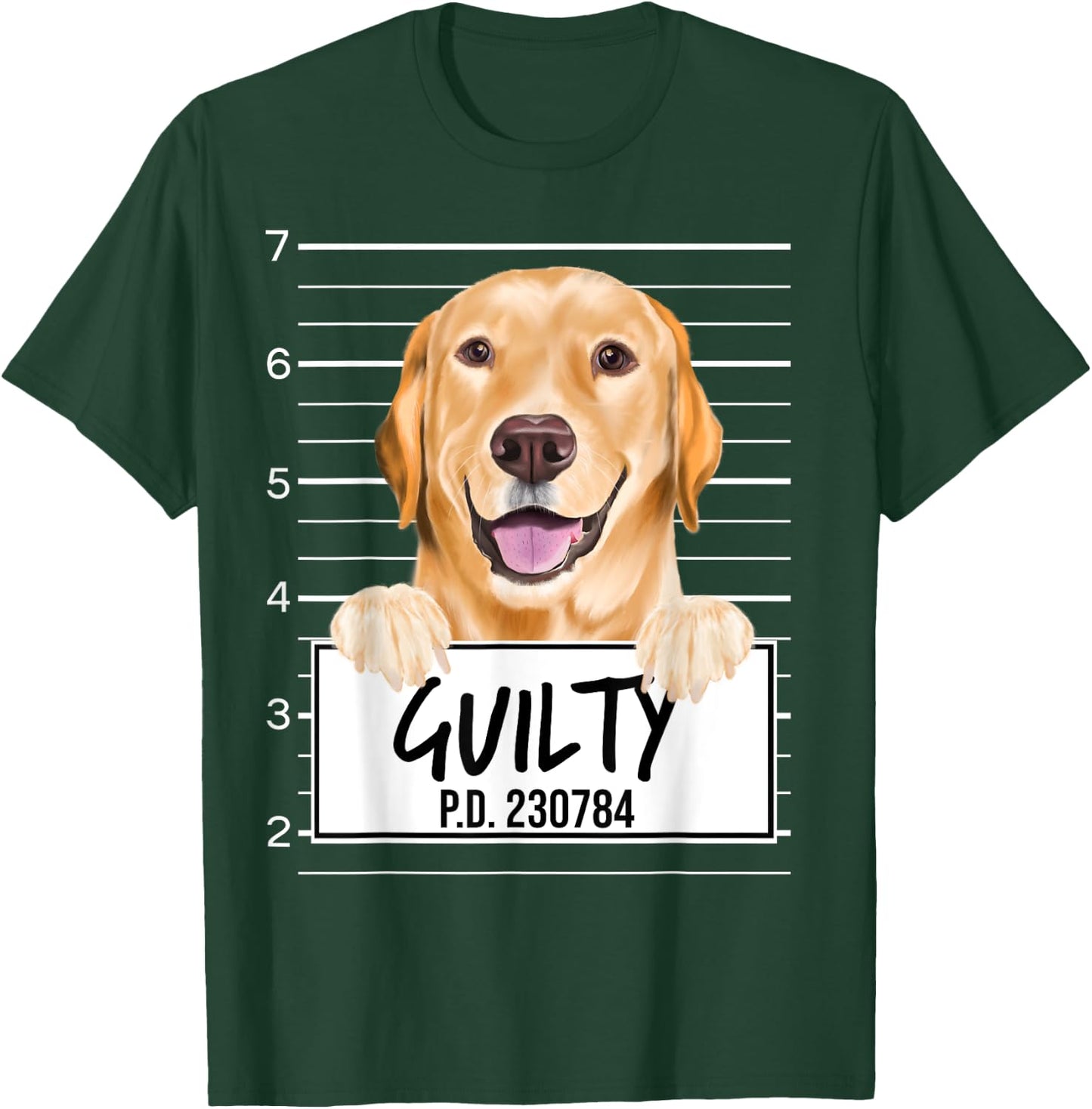 Funny Yellow Labrador Retriever Mugshot Guilty Dog Men Women Girls Kids T-Shirt - T-Shirt | Forest
