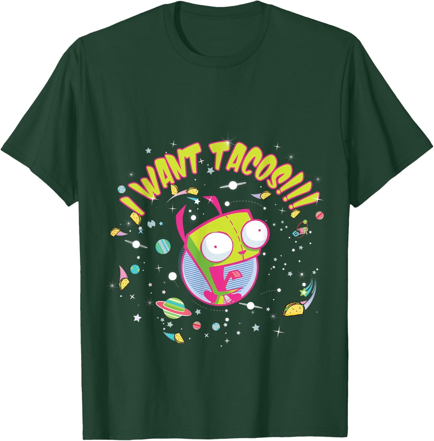 Invader Zim Gir I Want Tacos Festive Text T-Shirt - T-Shirt | Forest