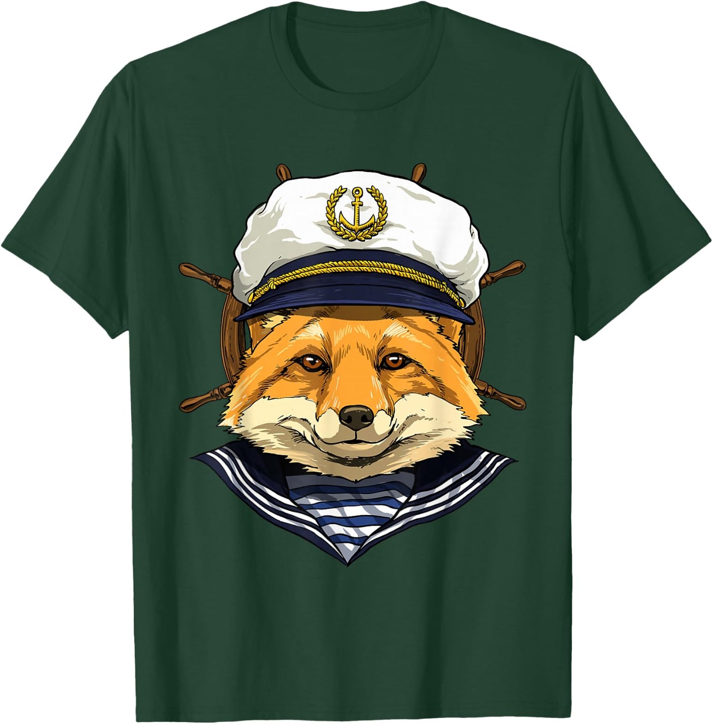 Fox Sailor Boat Captain Wildlife Fox Forest T-Shirt - T-Shirt | Forest