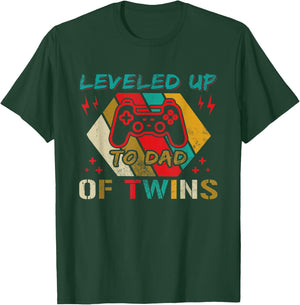 Leveled up to Dad Of Twins Video Gamer Gaming T-Shirt - T-Shirt | Forest