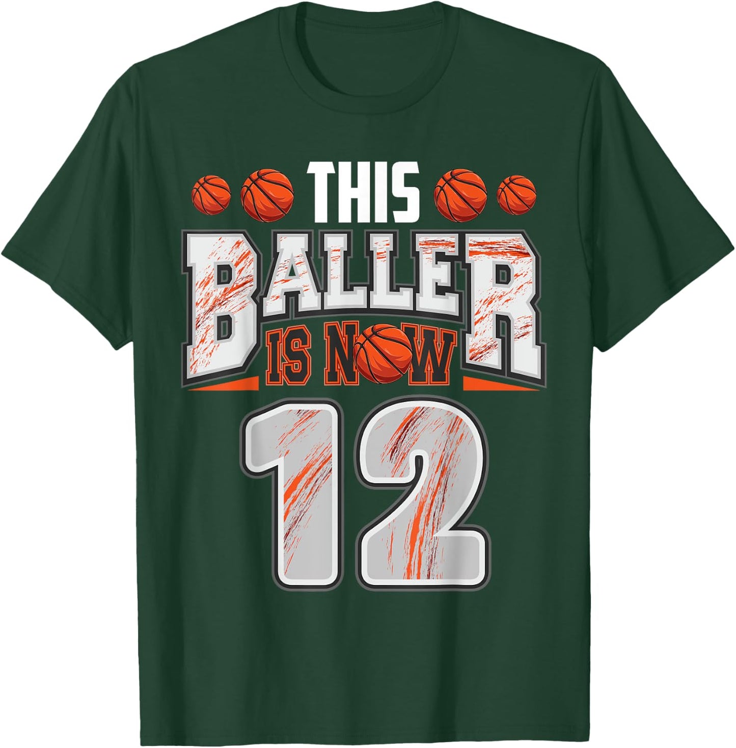Basketball player 12 Years Old Boy Basketball 12th Birthday T-Shirt - T-Shirt | Forest