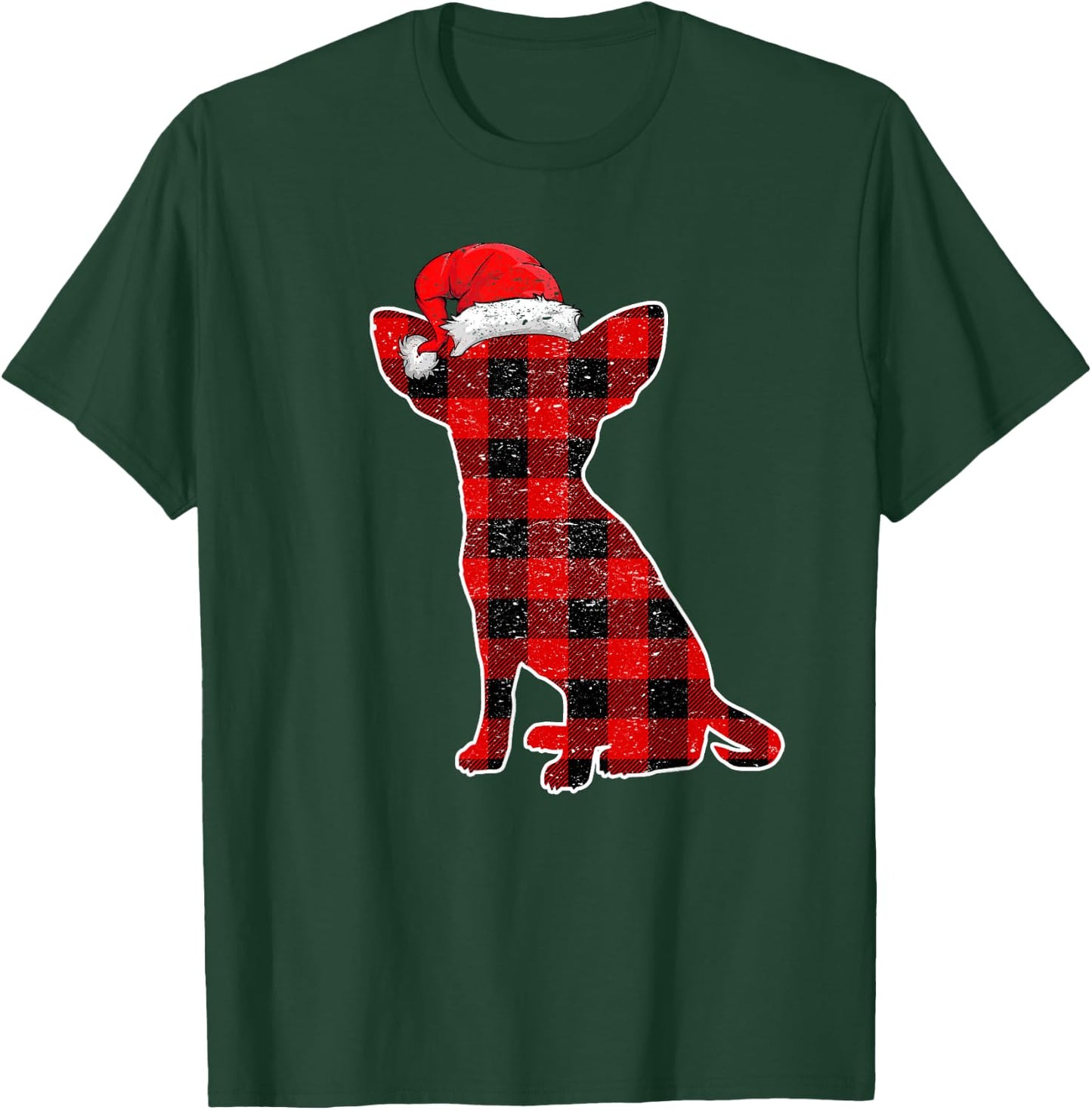 Christmas Plaid Dog Shirt, Christmas Chihuahua Pajama Men Women Kids T-Shirt - T-Shirt | Forest