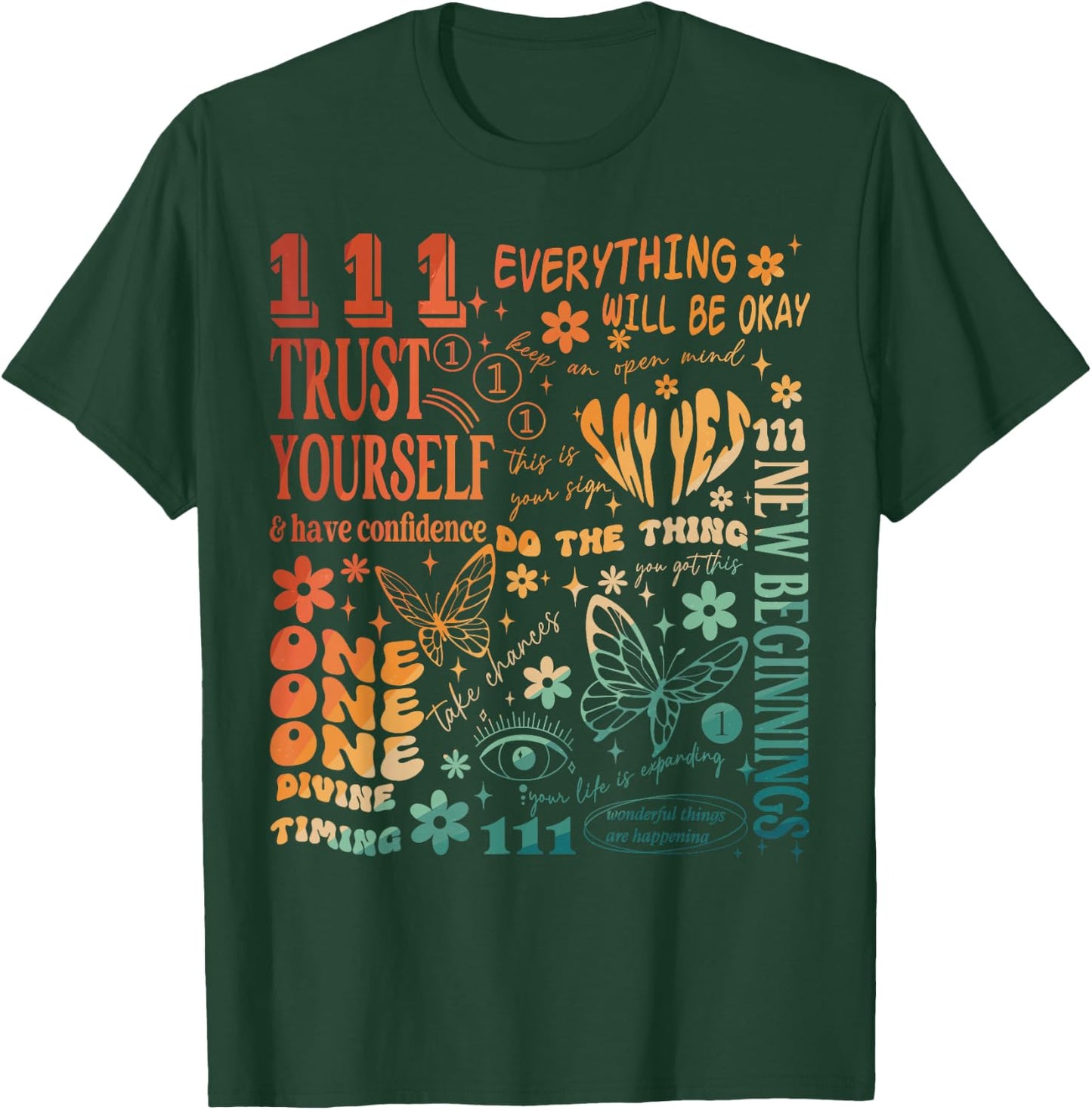 Numerology Personal Number New Beginnings 111 Angel Number T-Shirt - T-Shirt | Forest