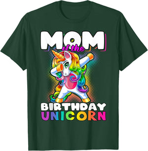 Mom of the Birthday Unicorn Dabbing Unicorn Matching Family T-Shirt - T-Shirt | Forest