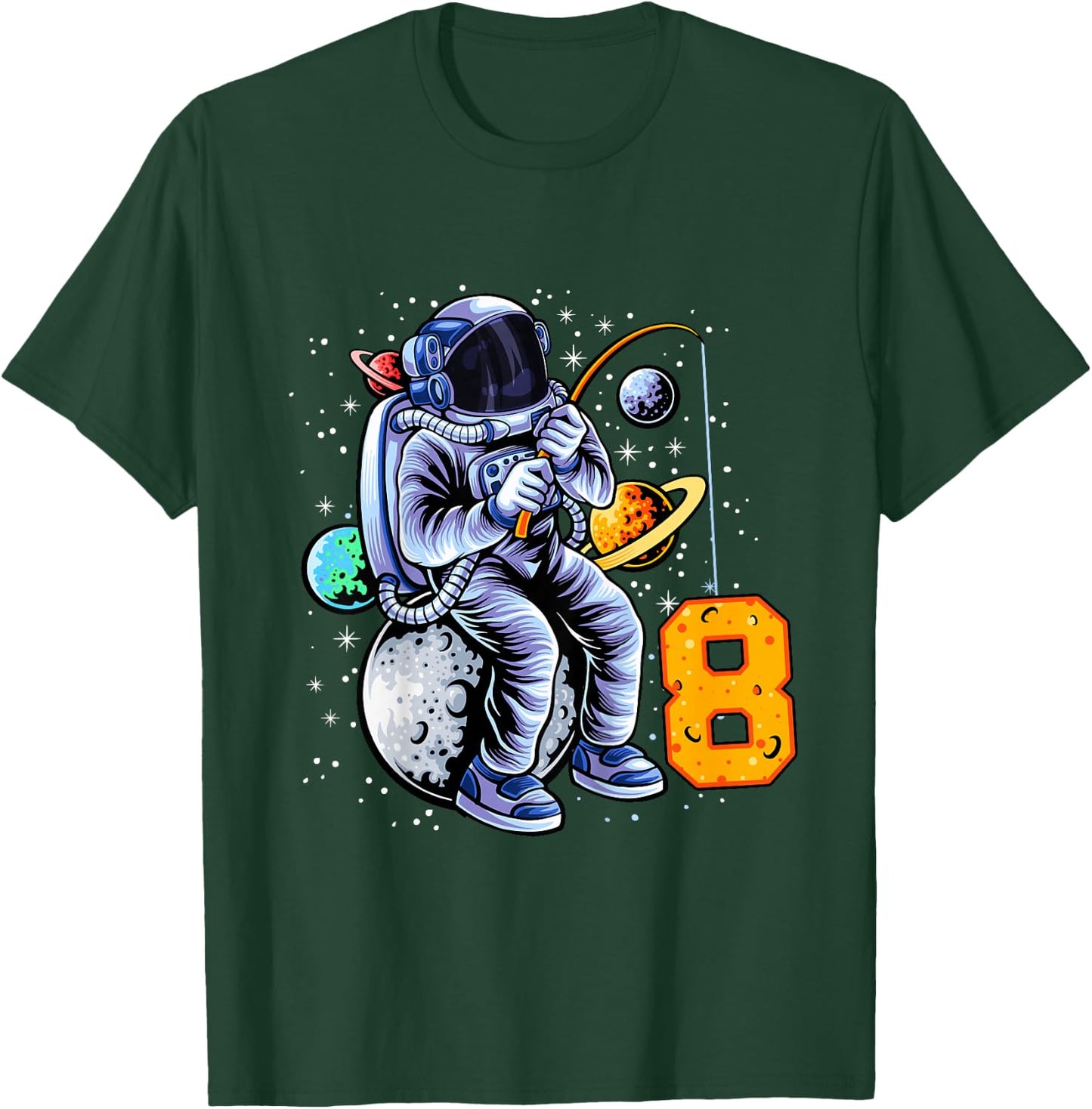 8 Years Old Birthday Boy Astronaut Gifts Space 8th B-Day T-Shirt - T-Shirt | Forest