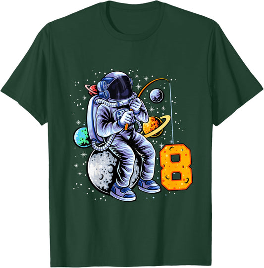 8 Years Old Birthday Boy Astronaut Gifts Space 8th B-Day T-Shirt - T-Shirt | Forest