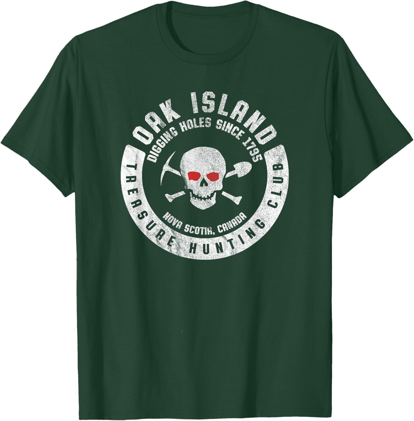 Oak Island Treasure Hunting Club Vintage Skull and Crossbone T-Shirt - T-Shirt | Forest