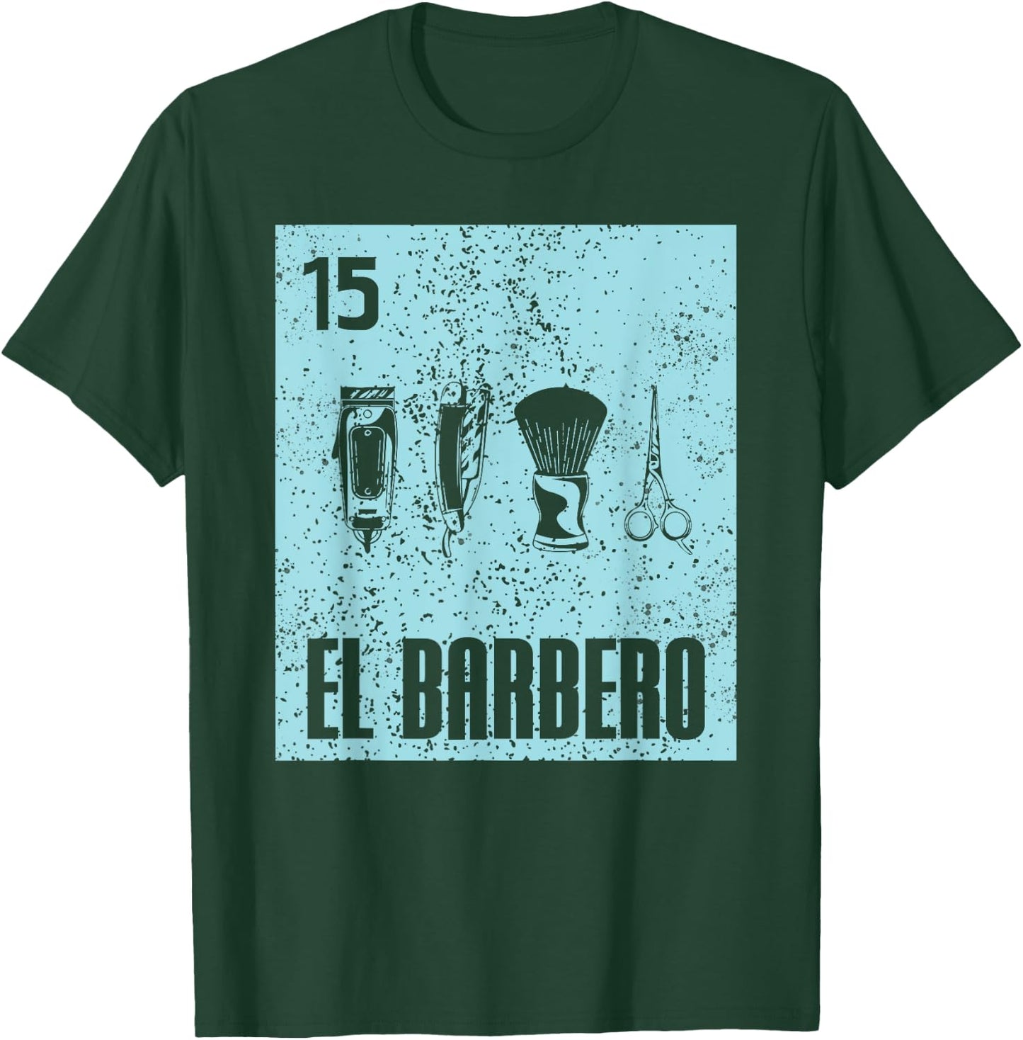 Cool Mexican El Barbero Hairdressers Distressed Barber Cards T-Shirt - T-Shirt | Forest