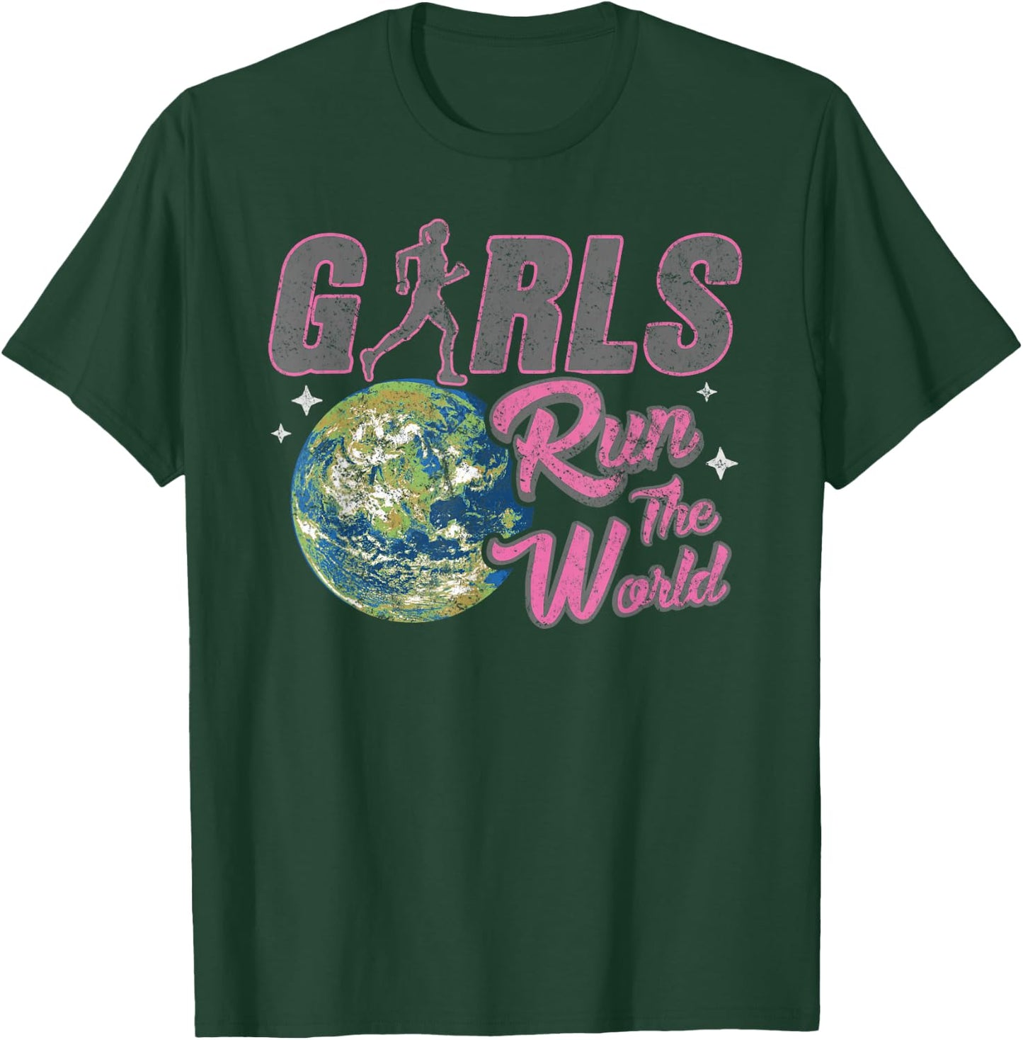 Girls Run The World shirt - Empowering Girls Running T-Shirt - T-Shirt | Forest