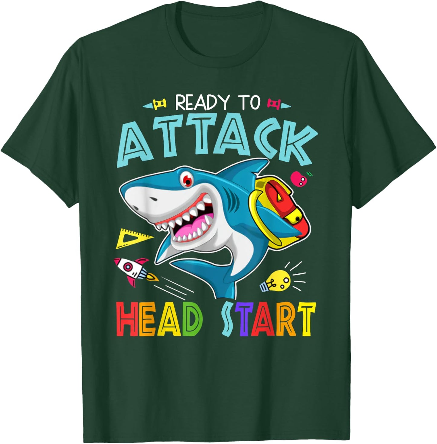 Ready To Attack Head Start Boy Back To School Sea Animal T-Shirt - T-Shirt | Forest