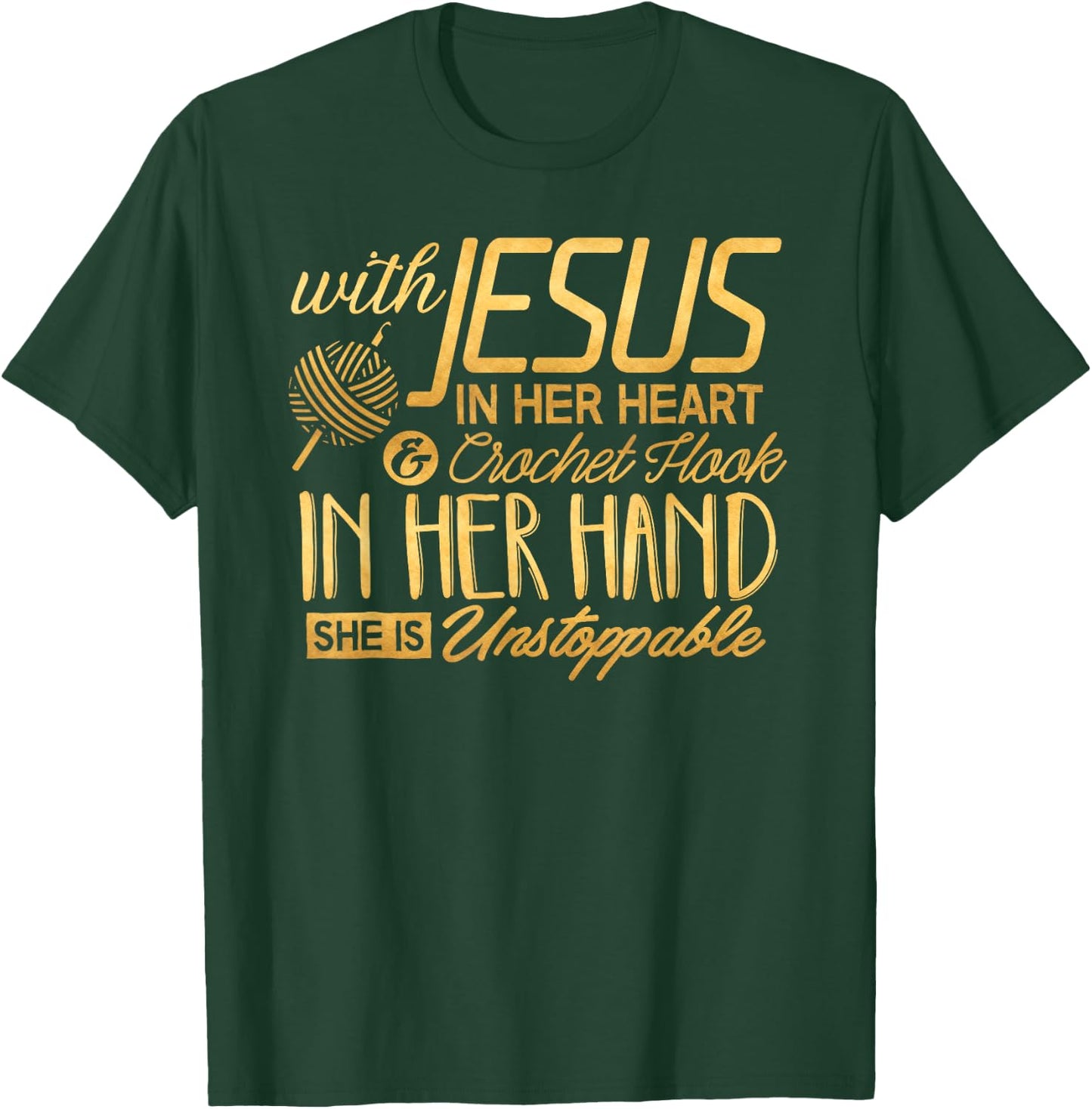 Crochet Shirt With Jesus in her Heart Crochet Hook Christian T-Shirt - T-Shirt | Forest