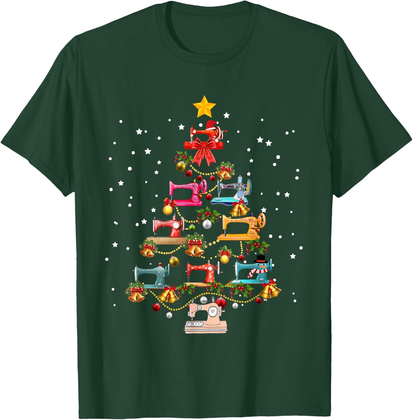 Funny Sewing Machine Christmas Tree Christmas Ornament Women T-Shirt - T-Shirt | Forest