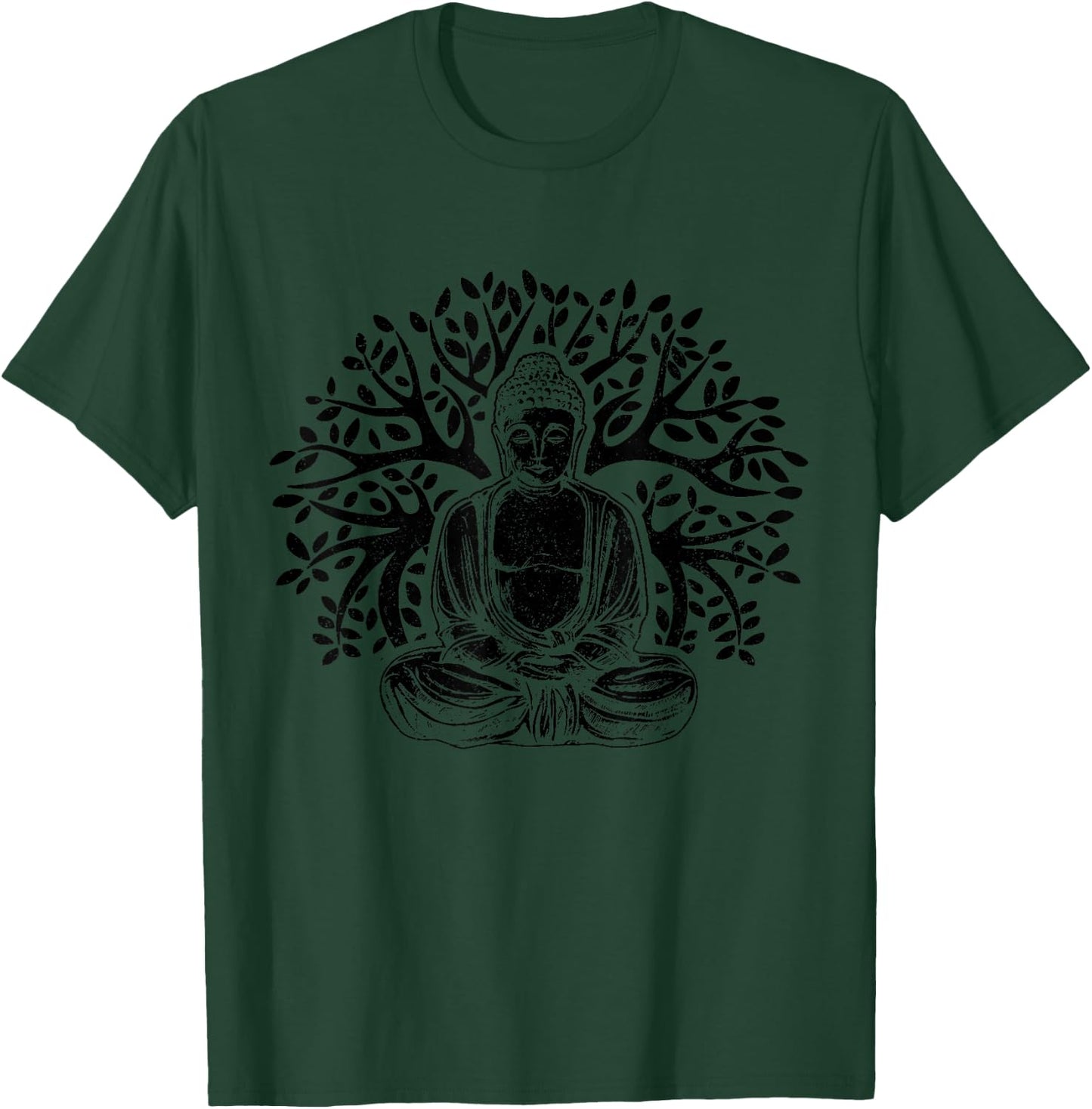 Buddha Tree Meditation Yoga Zen Buddhism Yogi Buddhist T-Shirt - T-Shirt | Forest
