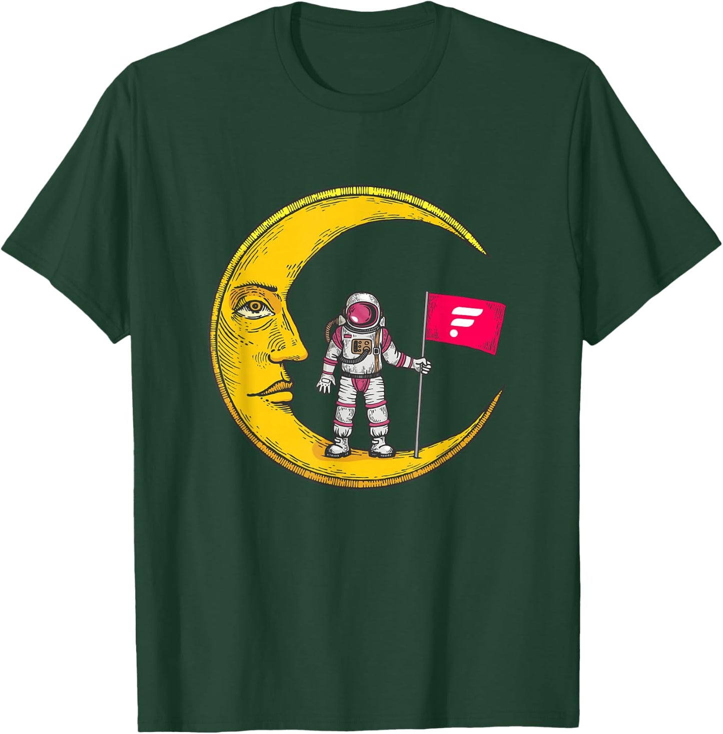 Flare Logo Crypto Flag On Moon To Hodl FLR Bull Market T-Shirt - T-Shirt | Forest