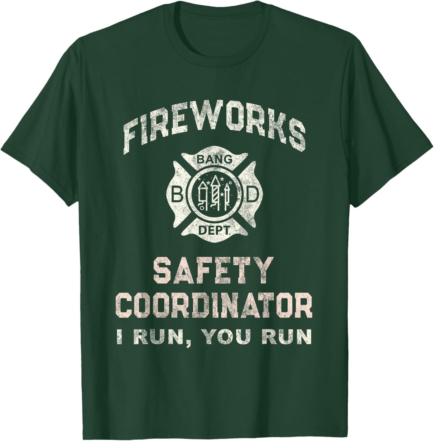 Funny FIREWORKS SAFETY COORDINATOR Firefighter Pyro Red T-Shirt - T-Shirt | Forest